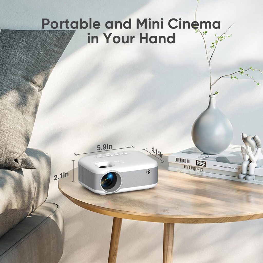 Mini Projector with Tripod, 1080P HD Portable Bluetooth Movie Projector 2