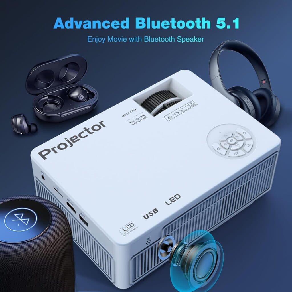 Native 1080P Projector with 5G WiFi Bluetooth and Tripod 6