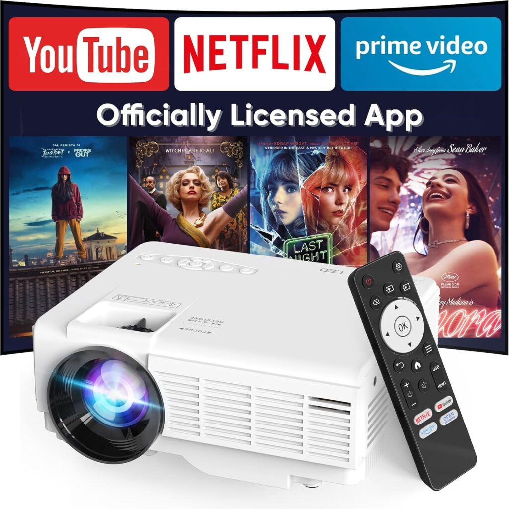 [Netflix Officially Licensed] PANSEBA Smart Mini Projector with 5G WiFi and Bluetooth 1