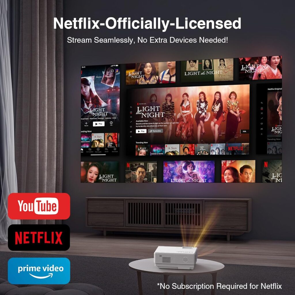[Netflix Officially Licensed] PANSEBA Smart Mini Projector with 5G WiFi and Bluetooth 3