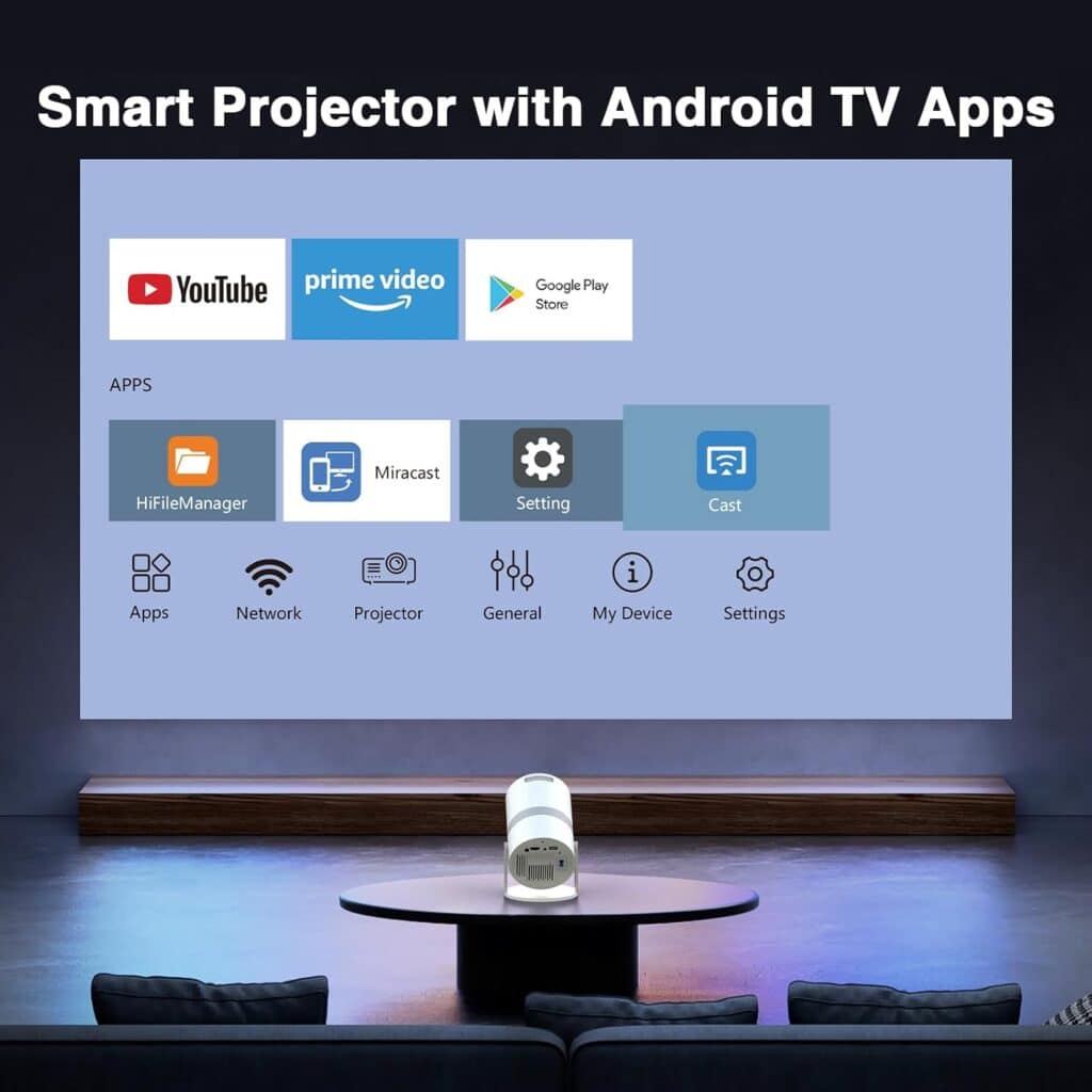 PANSEBA 270°Adjustable Smart Mini Projector 3