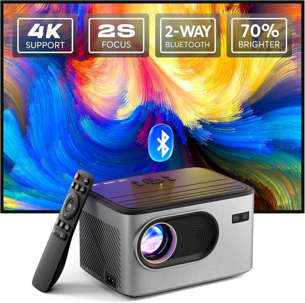 PANSEBA 4K Projector, Native 1080P Bluetooth Projector 1