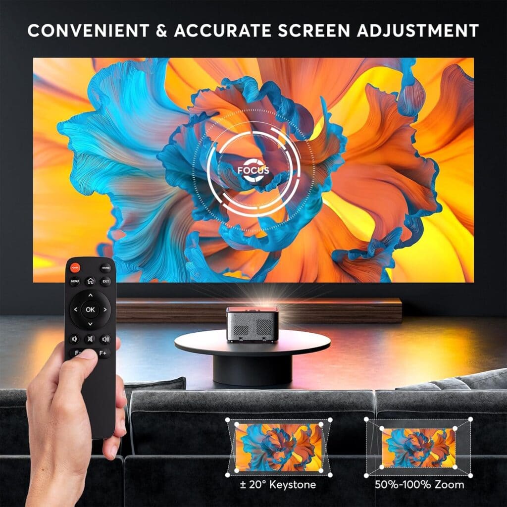 PANSEBA 4K Projector, Native 1080P Bluetooth Projector 3