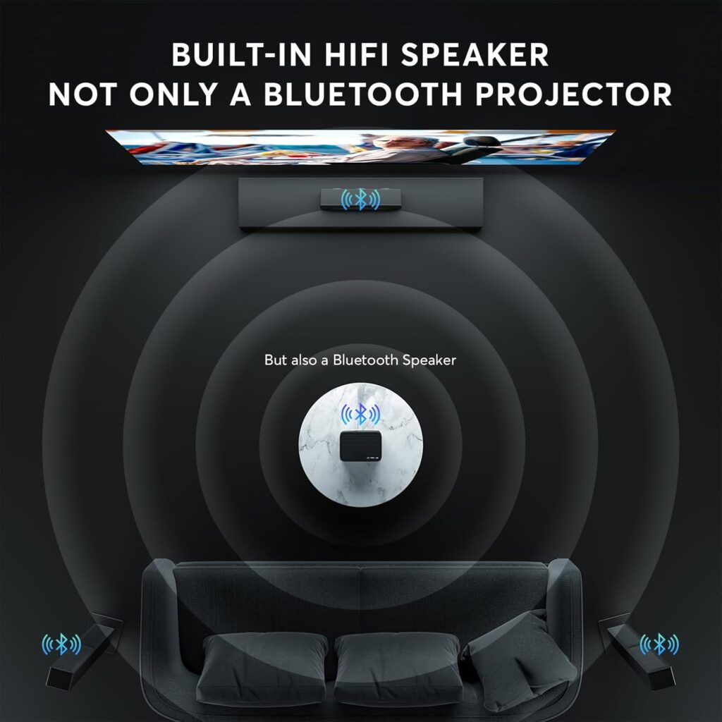 PANSEBA 4K Projector, Native 1080P Bluetooth Projector 4