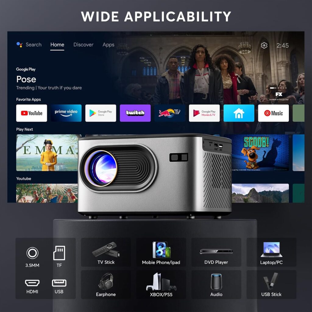 PANSEBA 4K Projector, Native 1080P Bluetooth Projector 7